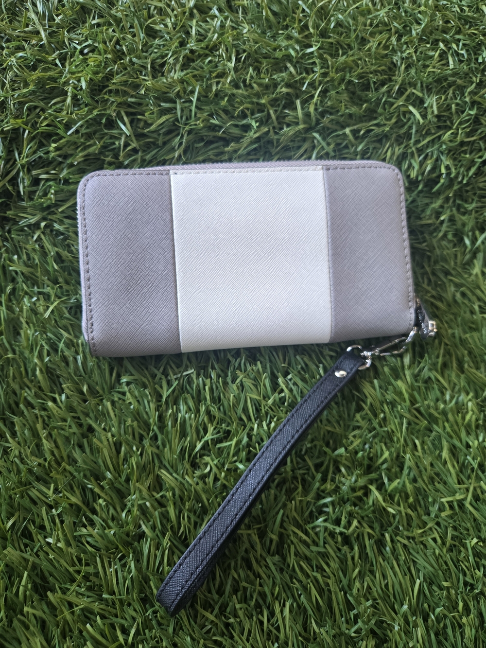 Michael Kors Taupe and White Colorblock Zip Wristlet - Picture 5 of 5